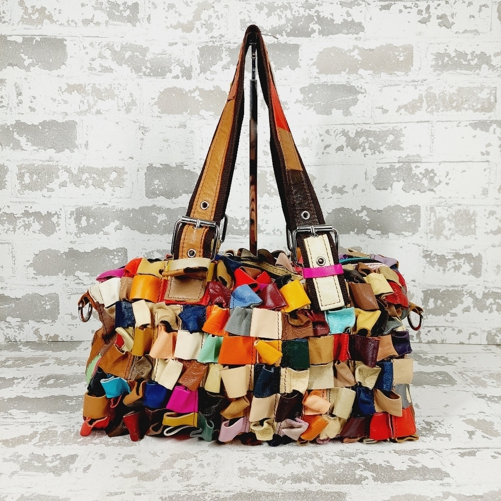 Boutique Leather Multicolor 2 Straps Hand Bag 1143